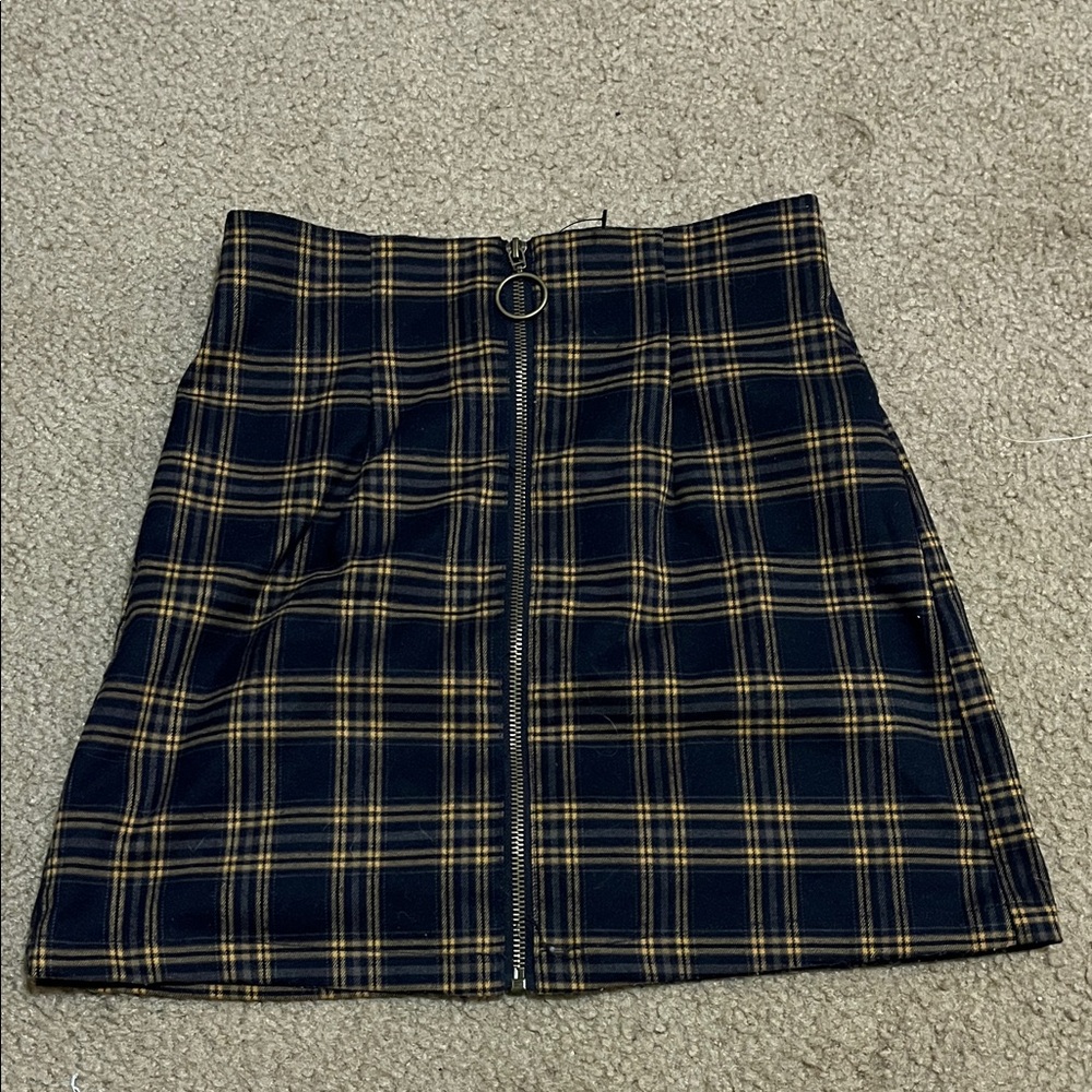 Forever 21 Navy and Yellow Plaid Mini Skirt
